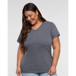 LAT 3591 Women's Harborside Melange V-Neck Tee
