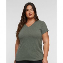 LAT 3817 Curvy Collection Women's Fine Jersey V-Neck Tee