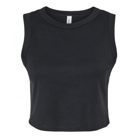 1013 BELLA + CANVAS 1013 Women's Micro Rib Muscle Crop Tank Solid Black Blend
