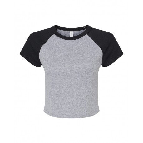 1201 BELLA + CANVAS 1201 Women's Micro Rib Raglan Baby Tee Athletic Heather/ Black