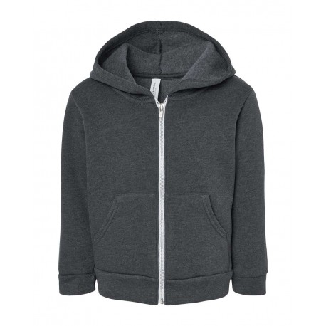 3739T BELLA + CANVAS 3739T Toddler Sponge Fleece Full-Zip Hoodie Dark Grey Heather