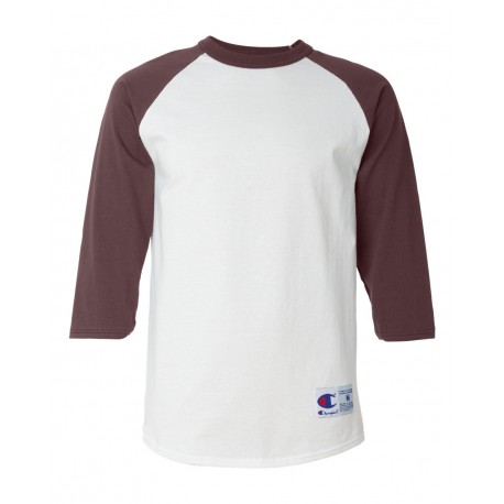 T137 Champion T137 Three-Quarter Raglan Sleeve Baseball T-Shirt WHITE/ MAROON