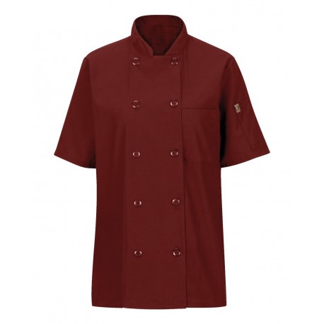 045X Chef Designs 045X Women's Mimix Short Sleeve Chef Coat with OilBlok Fireball Red