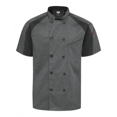 052M Chef Designs 052M Airflow Raglan Chef Coat Charcoal Heather/ Charcoal/ Black Mesh