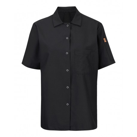 501X Chef Designs 501X Women's Mimix Short Sleeve Cook Shirt with OilBlok BLACK