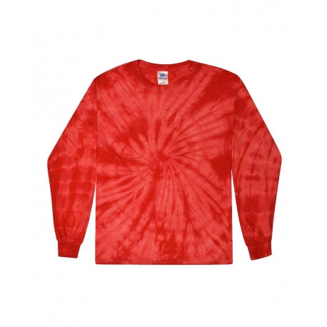 2000Y Colortone 2000Y Youth Tie-Dyed Long Sleeve T-Shirt SPIDER RED