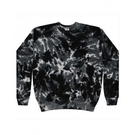 8100 Colortone 8100 Tie-Dyed Fleece Crewneck Sweatshirt Multi Black